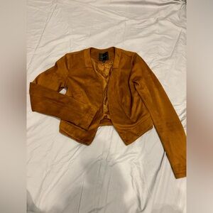 DYNAMITE Brown Velvet crop blazer